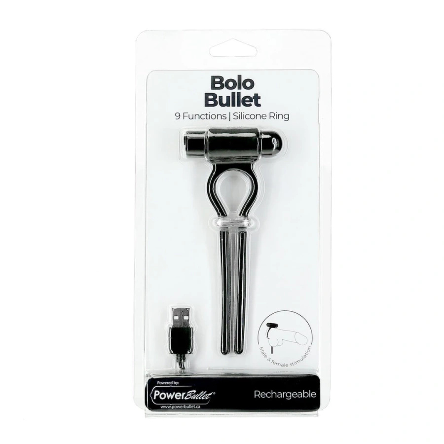 PowerBullet Bolo czarny – regulowany pierścień wibrujący USB, 9 trybów