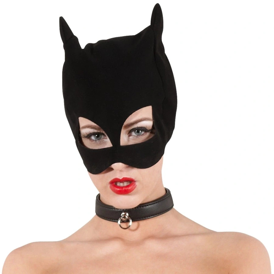 Bad Kitty maska kocia głowa czarna z poliuretanu, z otworami na oczy i usta