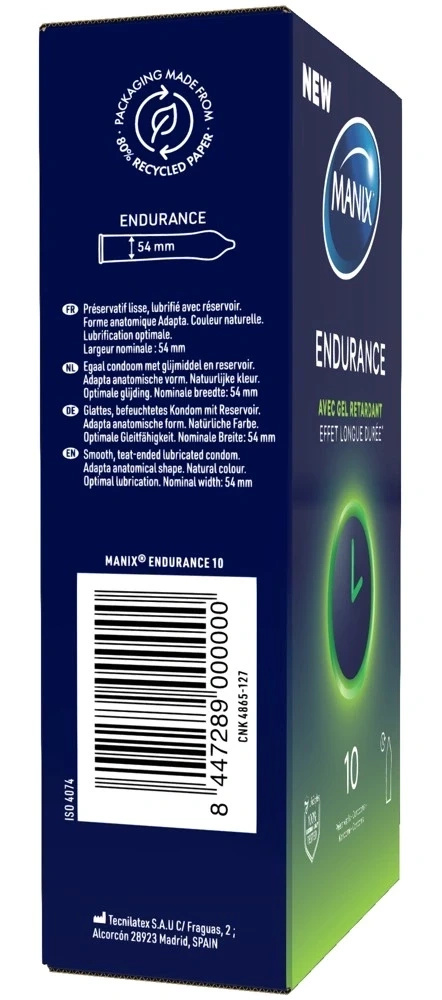 Manix Endurance 10 szt. prezerwatywy z systemem opóźniającym 53 mm