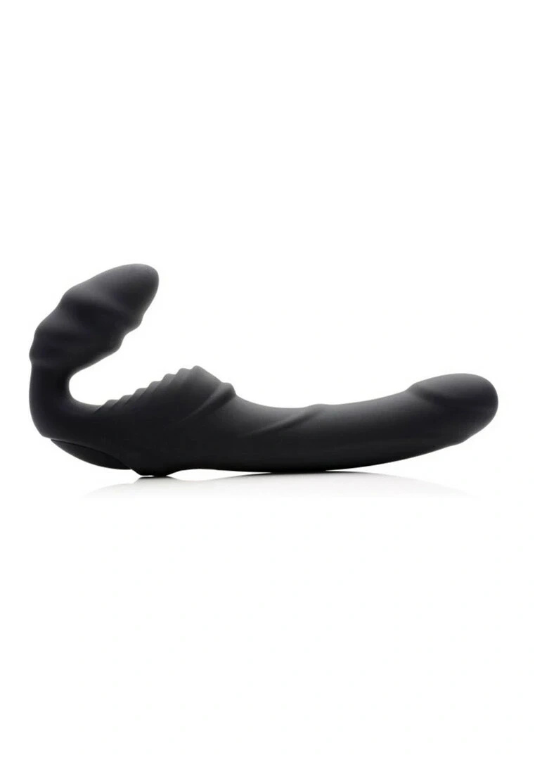 XR Brands Slim Rider dwustronny żebrowany wibrator strapless z dwoma silnikami
