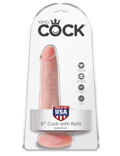 6' Cock With Balls Flesh Dildo Z Jądrami Cieliste 15Cm King Cock
