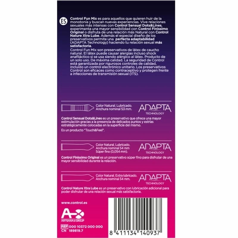 Control Feel Fun Mix zestaw prezerwatyw 6 szt., anatomiczne i ultracienkie