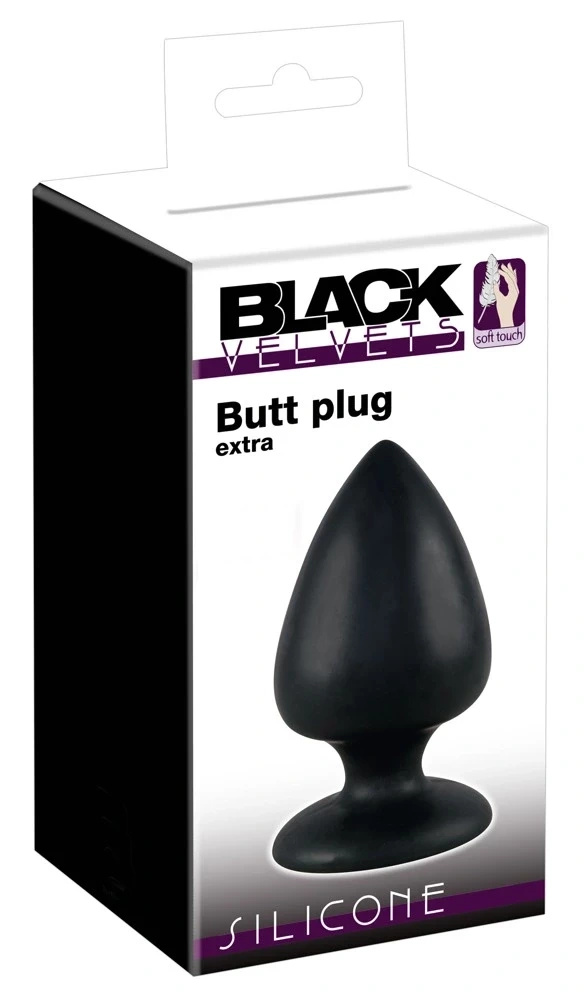 Black Velvets korek analny XXL z przyssawką, silikon czarny 14 cm