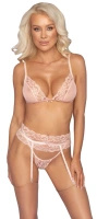 Kissable komplet bielizny koronkowej Rose L/XL z pasem do pończoch