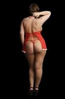 Le Désir Merry Plus Size komplet babydoll z wiązaniem i stringi, czerwony, 1X-3XL