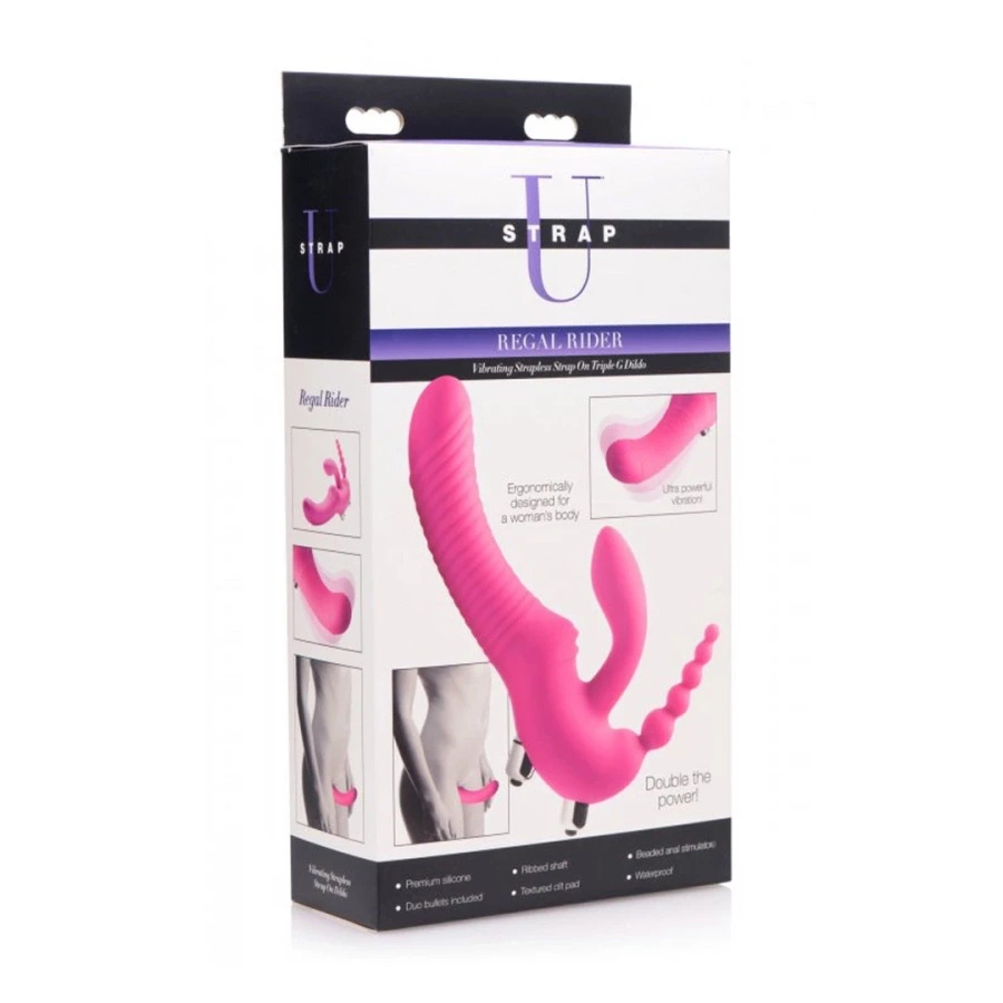 XR Brands Regal silikonowy strapless z wibracją, 3 funkcje