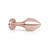 Rosy Gold Nouveau korek analny z czarnym kryształem, aluminiowy