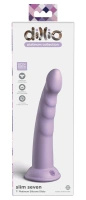 Dillio Platinum Slim Seven 19,7 cm dildo z rowkami, silikonowe, fioletowe