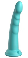 Dillio Platinum Slim Seven 19,7 cm dildo z rowkami, silikonowe, turkusowe