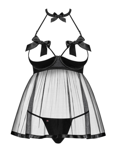 Delishya babydoll i stringi: czarny - wyjątkowa noc Obsessive