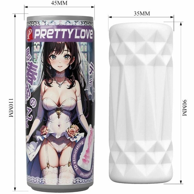 Pretty Love Model 2 masturbator w kształcie puszki, TPR, biały, 11 cm