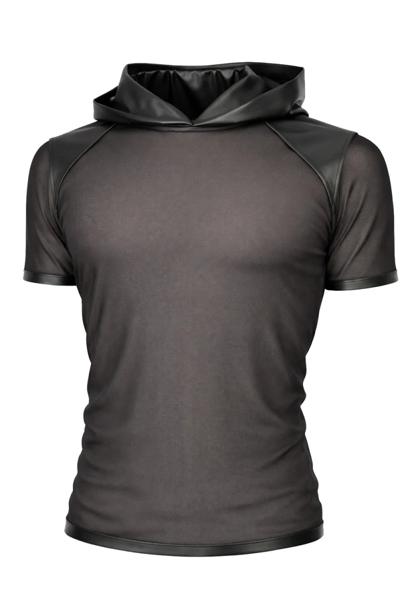 T-shirt Z Kapturem Z Siateczki Minimalistyczny Guido Czarny Regnes