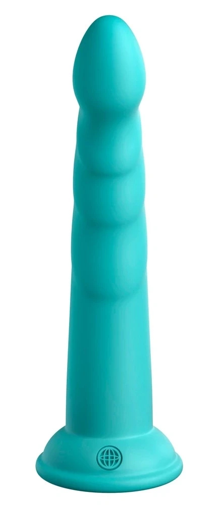 Dillio Platinum Slim Seven 19,7 cm dildo z rowkami, silikonowe, turkusowe