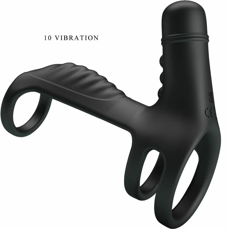 Pretty Love 0801S – czarny elastyczny rękaw z 10 trybami wibracji, silikon