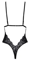 Kissable body koronkowe czarne z satynową kokardą, L/XL