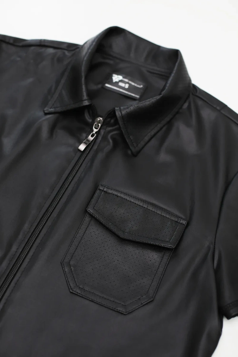 Koszulka Polo Wetlook Z Kieszenią I Zamkiem Emilio Czarna Regnes