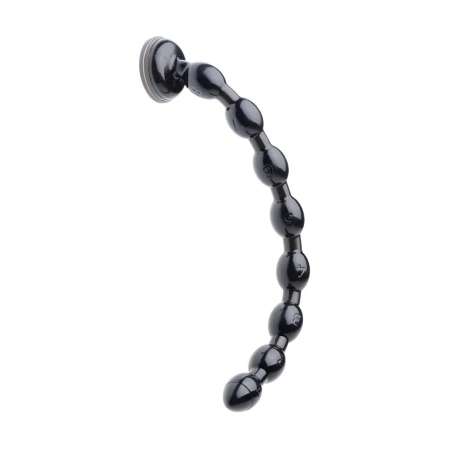 XR Brands kulki analne spiralne 48 cm, 8 segmentów, z przyssawką, czarne