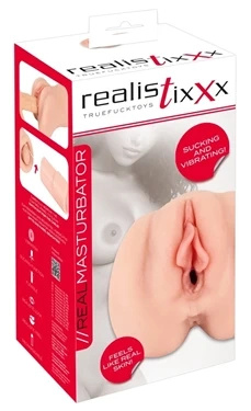 Realistixxx Suckin – masturbator z funkcją ssania i wibracji, 21,8 cm