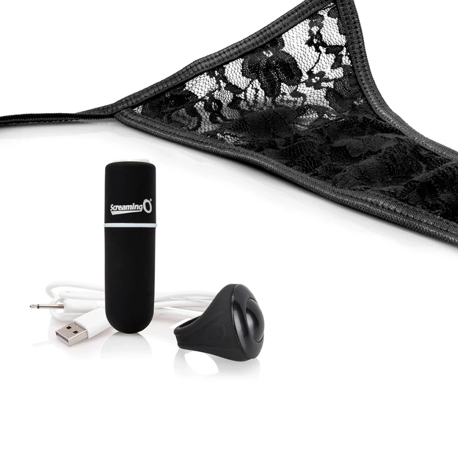 The Screaming O Charged Panty Vibe Black – majtki z wibratorem i pilotem, czarne