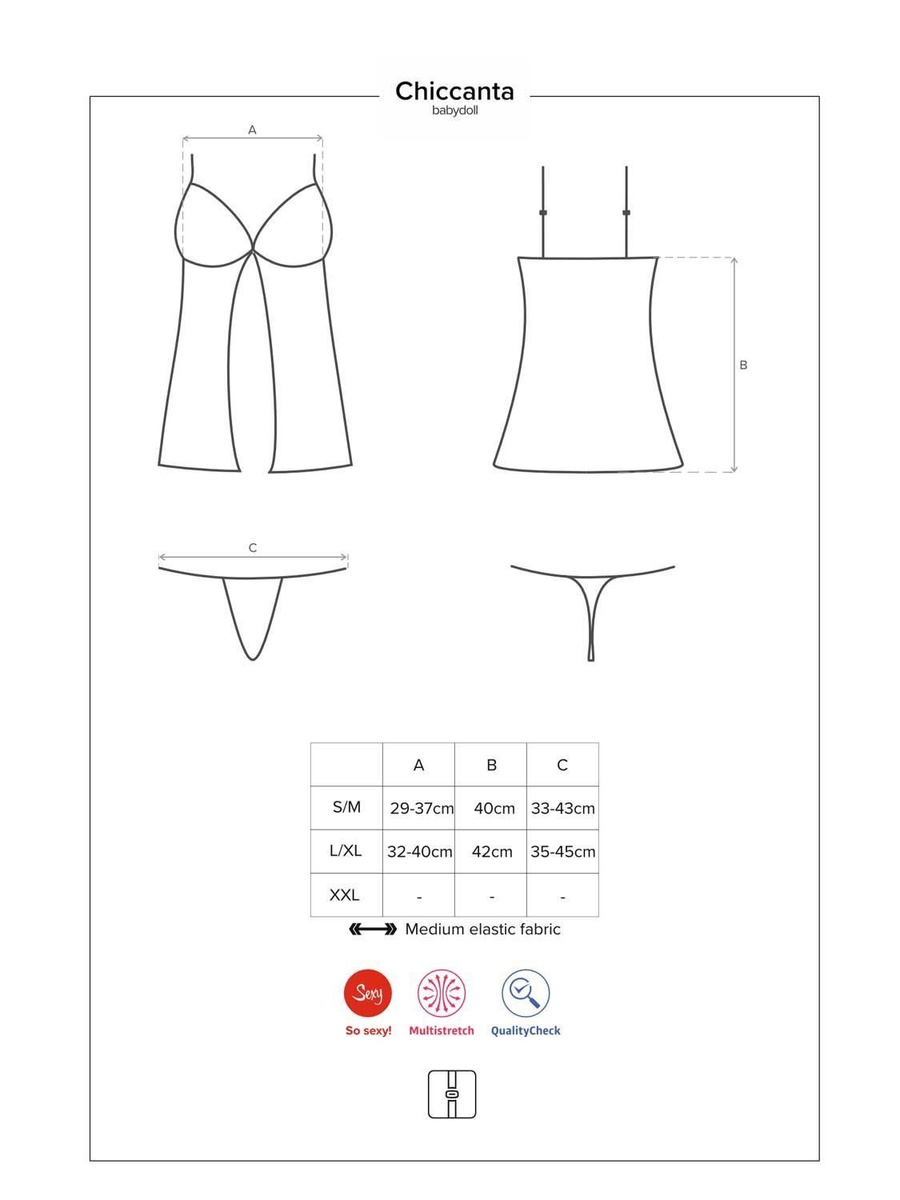 Chiccanta babydoll i stringi czarne - uchyl rąbka tajemnicy Obsessive