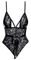 Kissable body koronkowe czarne z satynową kokardą, L/XL