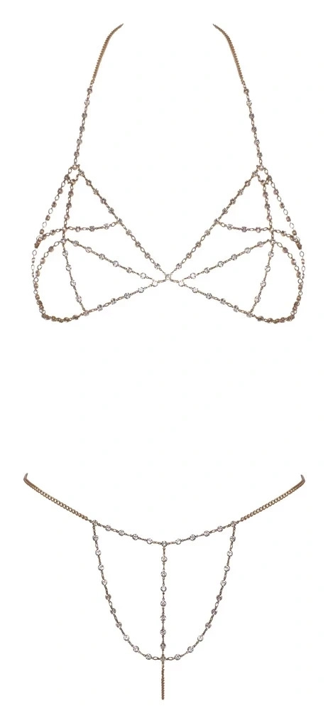 Cottelli Accessoires bikini łańcuszkowe złote z dżetami, regulowane