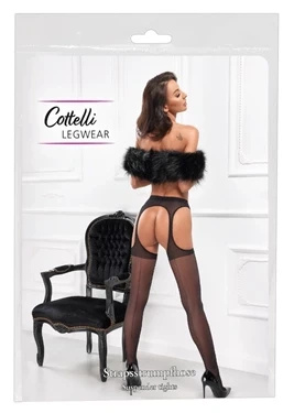 Cottelli LEGWEAR rajstopy czarne z koronką i szwem 20 den