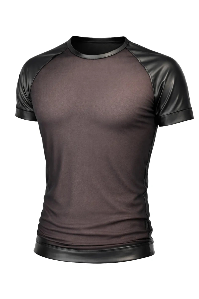T-shirt Raglan Z Siateczki Z Wykończeniami Wetlook Yans Czarny Regnes