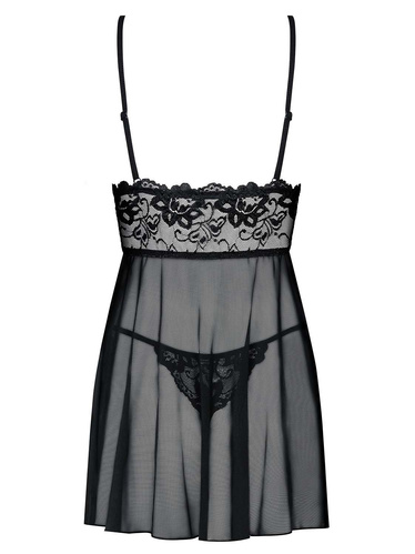 Komplet Idillia babydoll i stringi - czarna - Obsessive