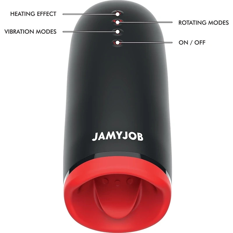Jamyjob Spin-X masturbator z rotacją i podgrzewaniem, silikon, ładowalny