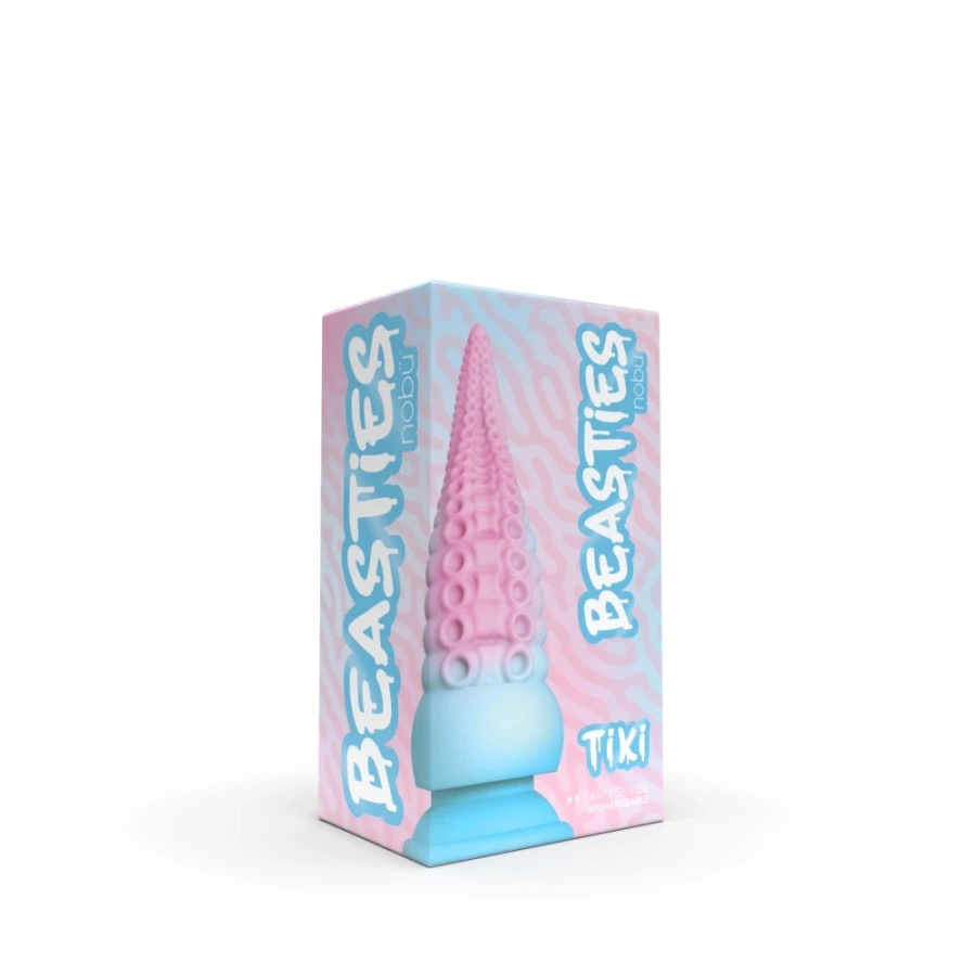 Nobu Beasties Tiki – silikonowe dildo stożkowe z wibracjami i przyssawką, fioletowe