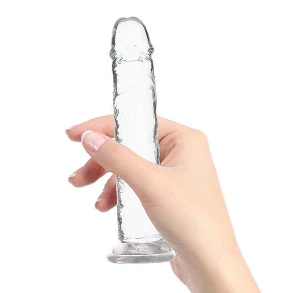 Addiction Crystal Addiction Vertical dildo z TPE 18 cm z przyssawką, przezroczyste