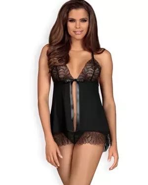 Chiccanta babydoll i stringi czarne - uchyl rąbka tajemnicy Obsessive