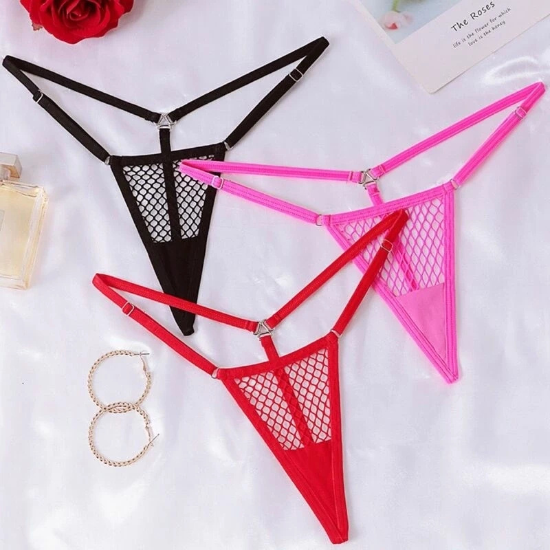 Chilirose CR 4856 mikro stringi siatkowe czarne L/XL regulowane