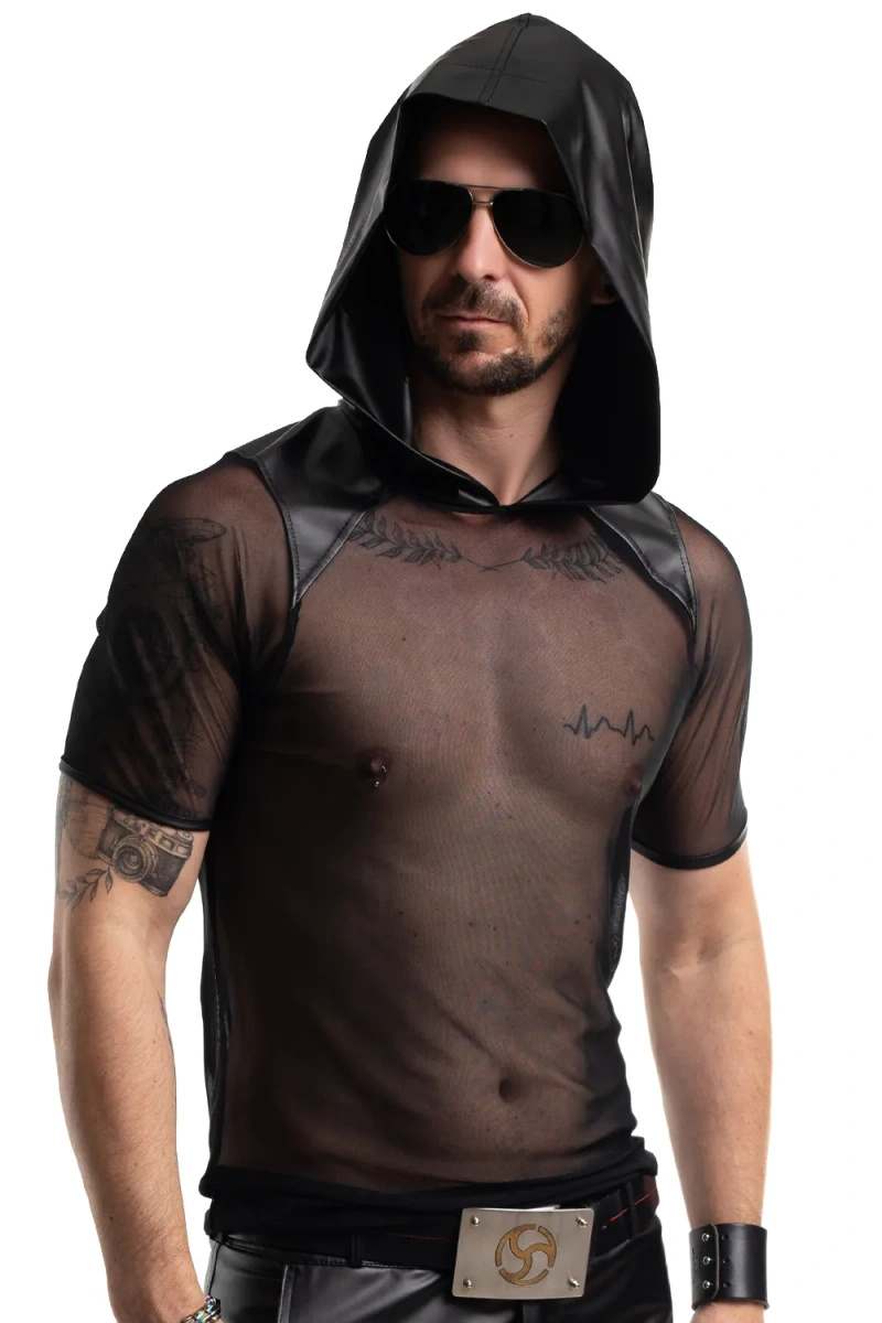 T-shirt Siateczkowy Z Kapturem Wetlook Tito Czarny Regnes