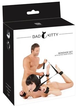 Bad Kitty zestaw mankietów regulowanych na nadgarstki i kostki czarny