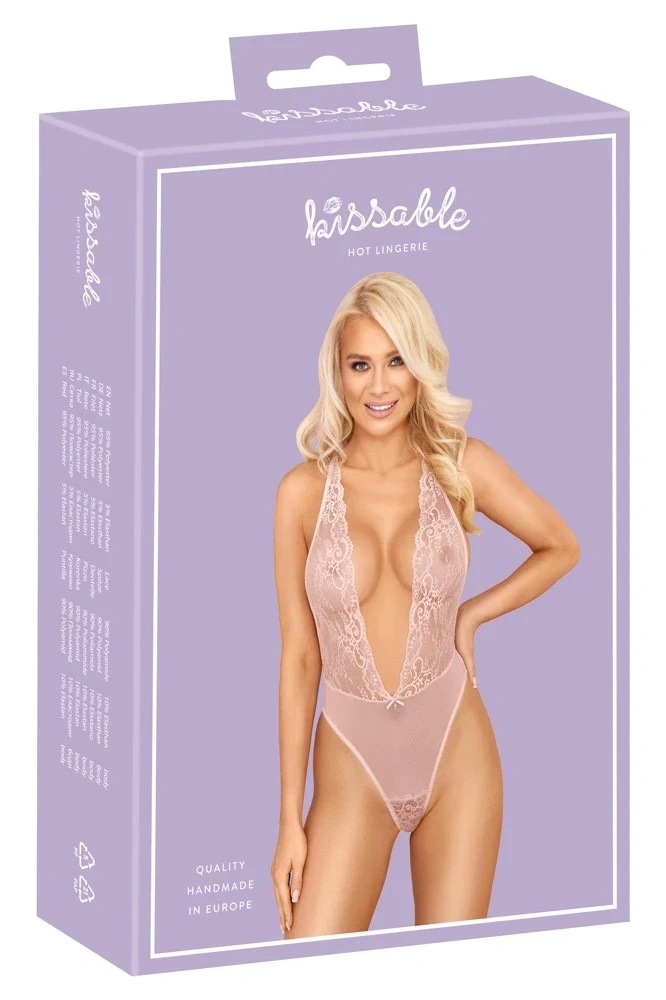 Kissable body koronkowe różowe, regulowane ramiączka, L/XL