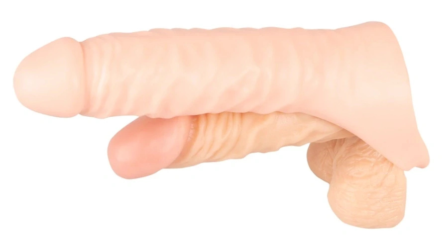 Realistixxx Double Fucker pierścień elastyczny z nakładką 18 cm, cielisty
