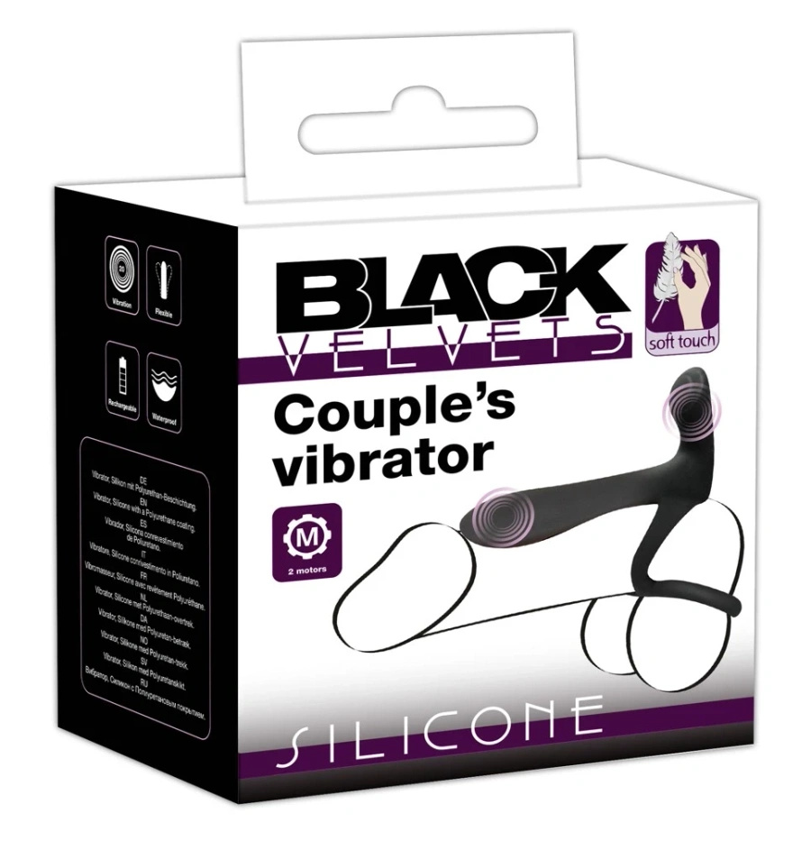 Black Velvets pierścień wibrujący silikonowy 14 cm czarny USB wodoodporny