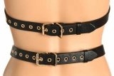 XR Brands Body Harness Black – regulowana uprząż z mankietami