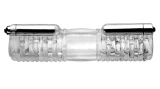 XR Brands masturbator podwójny z wibracją, przezroczysty