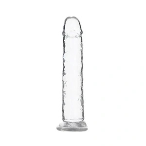 Addiction Crystal Addiction Vertical dildo z TPE 18 cm z przyssawką, przezroczyste