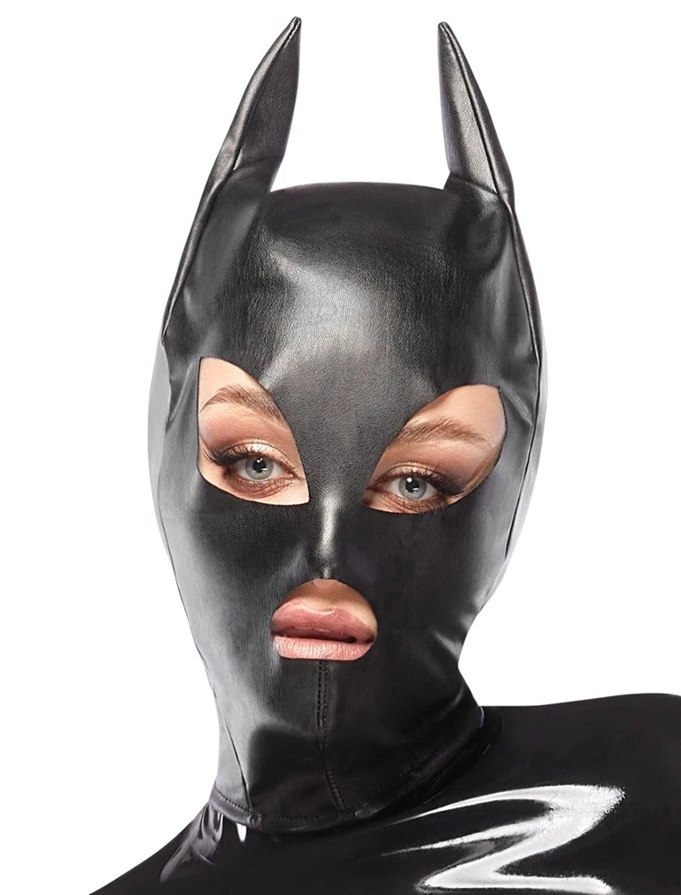 Bad Kitty maska na głowę z uszami czarna, z imitacji skóry
