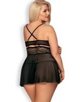 838-Bab-1 Babydoll Ze Stringami Czarny Obsessive