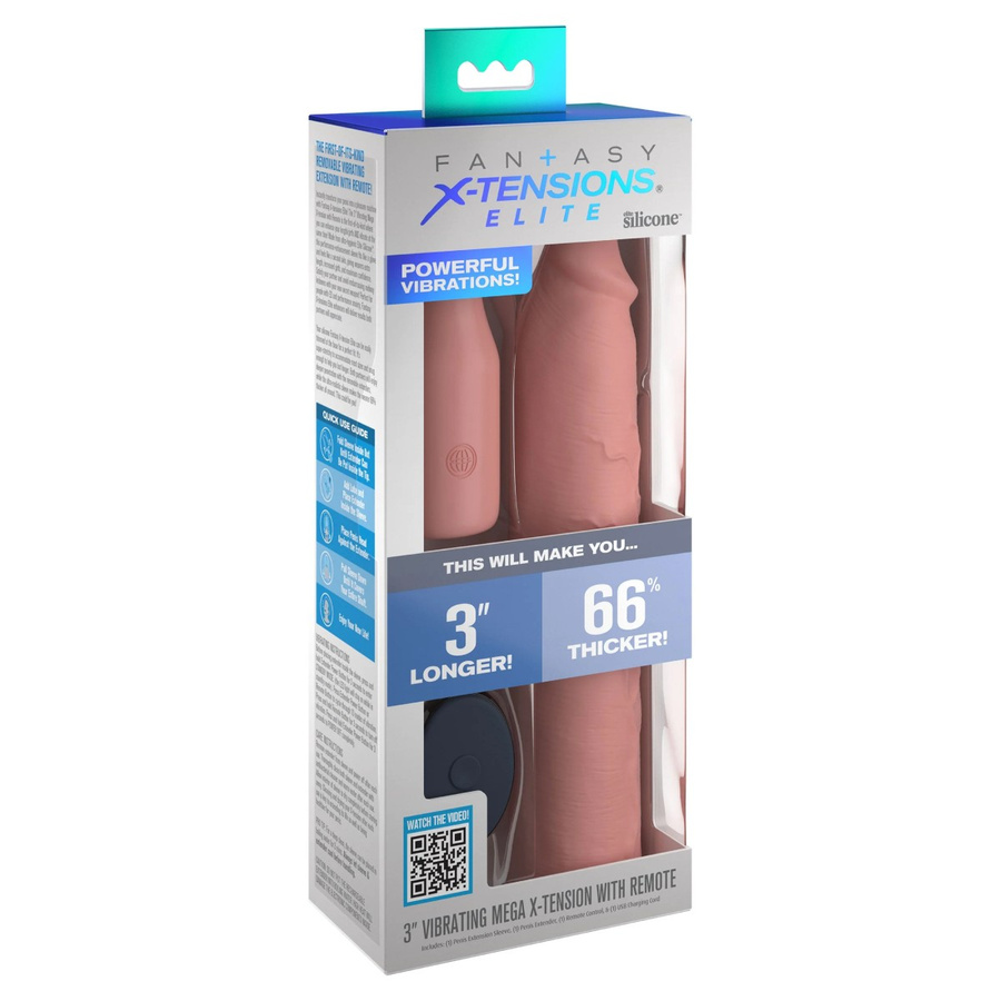 Nakładka na penisa 9" Sleeve Vibrating 3" Fantasy X-Tensions Elite