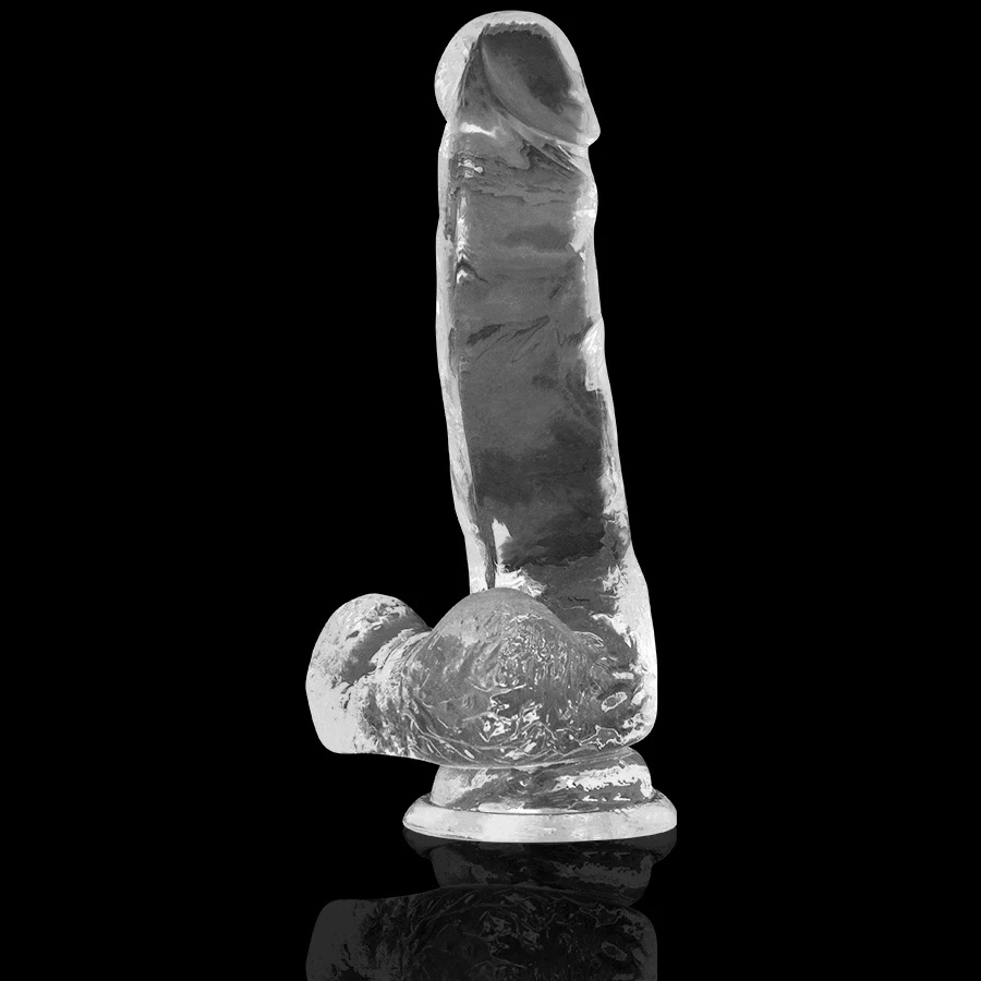 XRAY Clear dildo żelowe 18,5 cm, transparentne, z kulkami, przyssawka