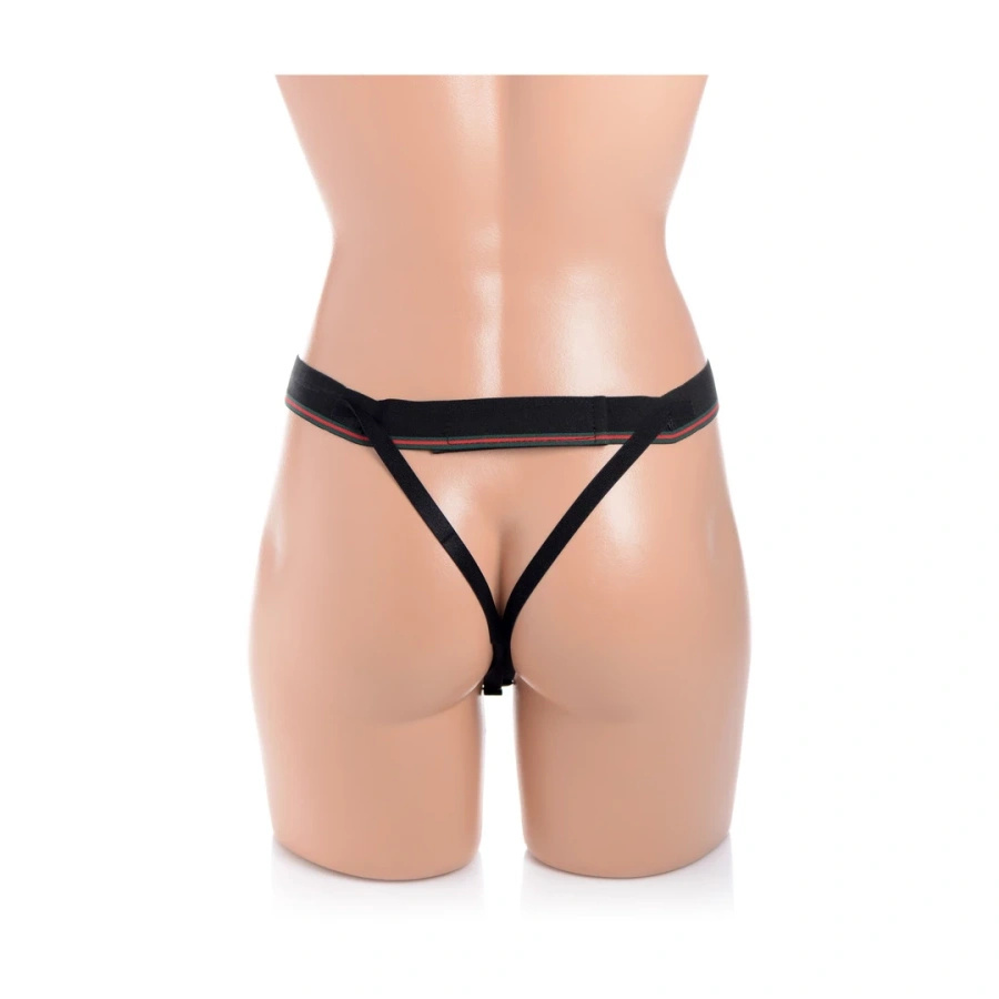 XR Brands Master Series pusty strap-on silikonowy z regulowanym paskiem, jasny
