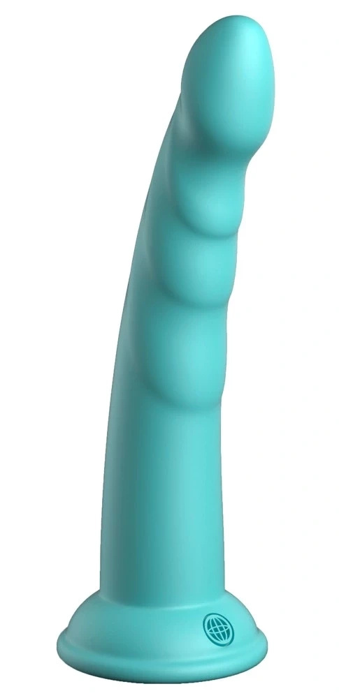 Dillio Platinum Slim Seven 19,7 cm dildo z rowkami, silikonowe, turkusowe