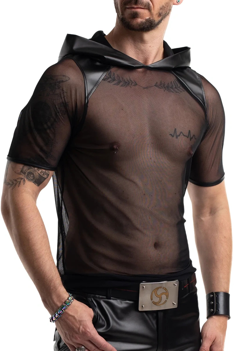 T-shirt Siateczkowy Z Kapturem Wetlook Tito Czarny Regnes