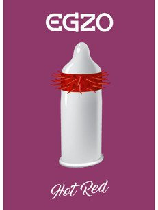 EGZO - Hot Red - prezerwatywa z wypustkami